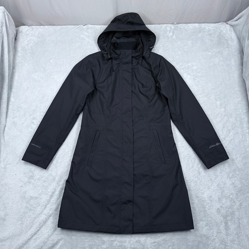 Eddie Bauer WeatherEdge Girl on the Go Trench Womens Small Black Waterproof Coat